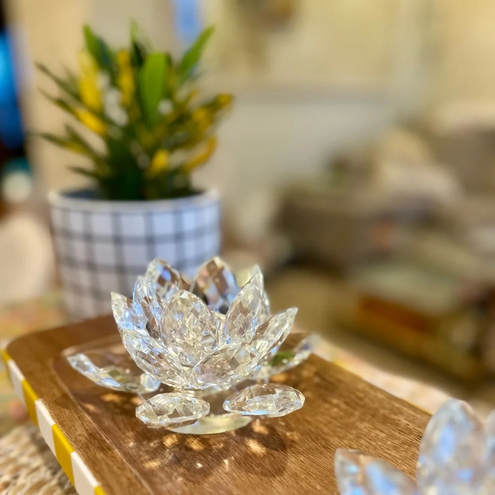 NWT Crystal Lotus Candle Holder Set (2) Shannon by Godinger Dublin, Ireland